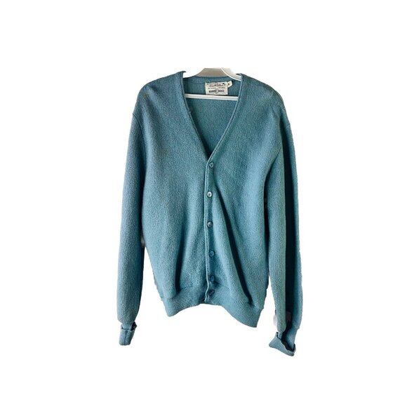 Vintage 60s Alpaca Wool Knit Cardigan Sweater USA Dad Grandpa